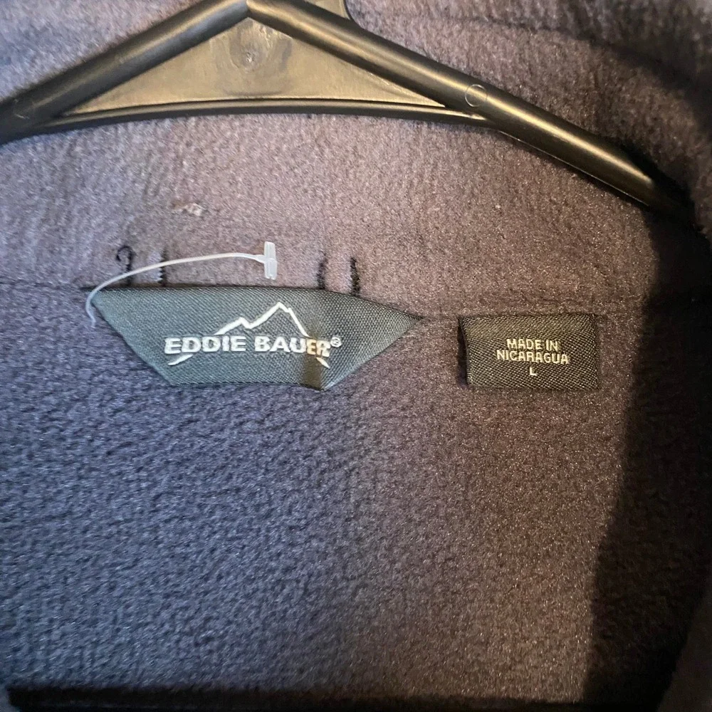 Eddie Bauer Fleece Vest Mens L Full Zip Gray Sleeveless Jacket EUC